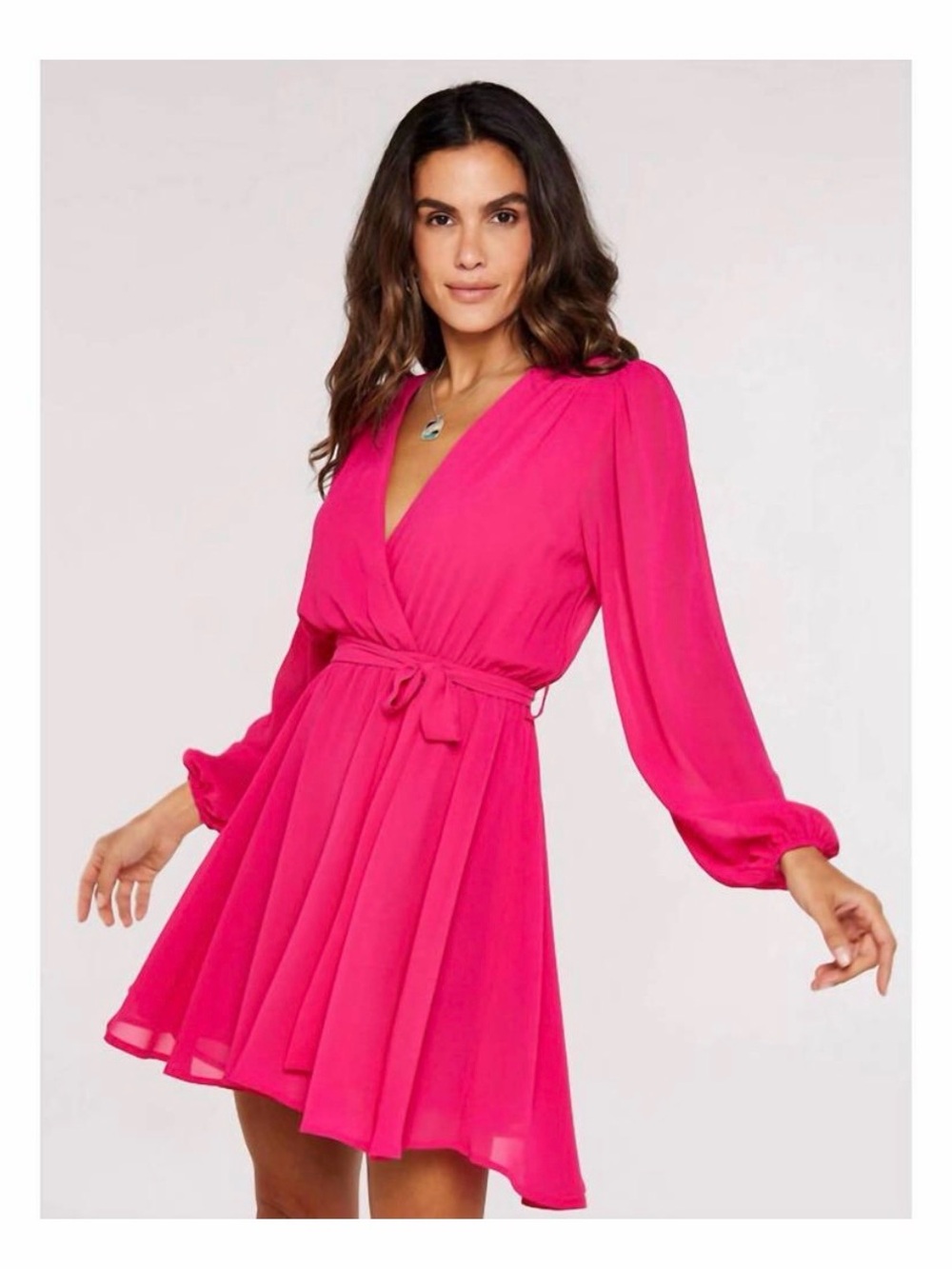 APRICOT Deep Pink Wrap Dress Long Sleeve Sz 8